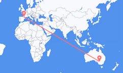 Flyg från Mildura, Australien till Lourdes (kommun i Brasilien, São Paulo, lat -20,94, long -50,24), Frankrike