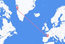 Flyg från Lourdes (kommun i Brasilien, São Paulo, lat -20,94, long -50,24), Frankrike till Aasiaat, Grönland