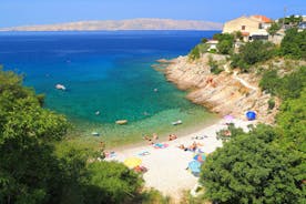 photo of  Pláž Senj it's a small beach hidden by vegetation near the Adriatic Sea, Senj, Croatia.