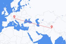 Lennot Srinagarista, Intia Innsbruckiin, Itävalta