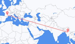 Flyg från Mandalay, Myanmar (Burma) till Rodez, Frankrike