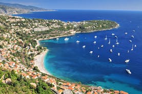 Photo of aerial cityscape view on French riviera with yachts in Cannes city, France.