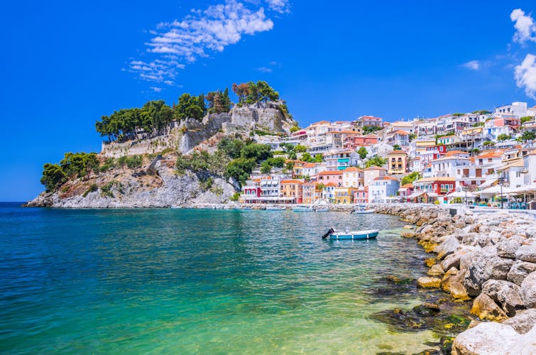 Photo of parga city greek summer tourist houses colors in preveza perfecture