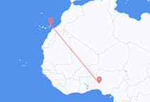 ナイジェリアのイロリンから、スペインのランサローテ島までのフライト