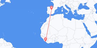 Flyg från Liberia till Spanien