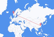 Lennot Huangshanin kaupungista, Kiina Ålesundiin, Norja