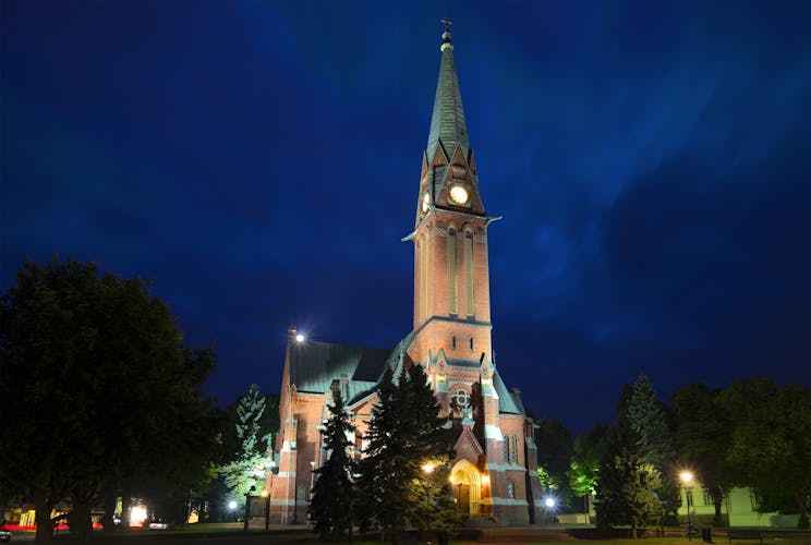 Photo of Lutheran Church summer night, Kotka, Finland.