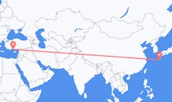 Lennot Yakushimasta, Kagoshimasta, Japani Gazipaşaan, Turkki