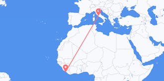 Flyrejser fra Liberia til Italien