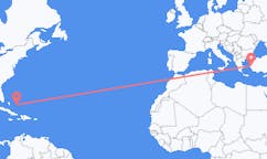 Flyreiser fra San Salvador, Bahamas til Izmir, Tyrkia