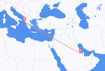 Lennot Hofufilta, Saudi-Arabia Korfulle, Kreikka