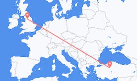 Flyg från England till Turkiet