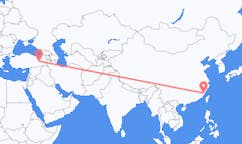 Lennot Fuzhousta, Kiina Bingöliin, Turkki