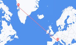Lennot Nizzasta, Ranska Qaarsutiin, Grönlanti