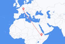 Lennot Addis Abebasta, Etiopia Berniin, Sveitsi