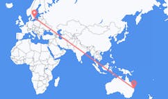 Lennot Gold Coastista, Australiasta Kalmariin, Ruotsiin