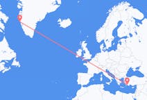 그린란드 마니초크에서 출발해 터키 달라만에게(으)로 가는 항공편