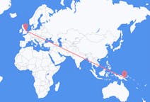 Lennot Laesta, Papua-Uusi-Guinea Kirmingtoniin, Englanti