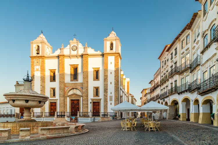 Photo of Giraldo Square and Antao Church in Evora, Portugal.