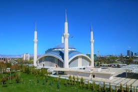 road landscape in the city. Turkey travel in summer. Highway view in beautiful city. Car driving on the road in city. Travel view in asian cities. Highway landscape in summer. Bursa, Turkey.