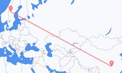 Lennot Zhangjiajielta, Kiina Östersundiin, Ruotsi
