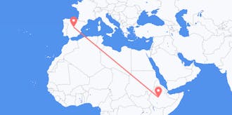 Flyg från Etiopien till Spanien