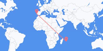 Flyrejser fra Mauritius til Portugal