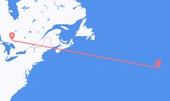 Flyreiser fra Greater Sudbury, Canada til Corvo Island, Portugal