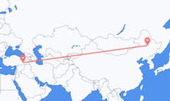 Lennot Daqingista, Kiina Diyarbakiriin, Turkki