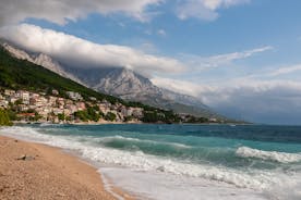 Photo of panoramic aerial view of the old town of Dubrovnik, Croatia seen from Bosanka viewpoint on the shores of the Adriatic Sea in the Mediterranean Sea.