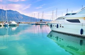 Photo of aerial view of Kalamata city and it's marina, Messenia, Peloponnese, Greece.