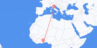 Flyrejser fra Ghana til Italien