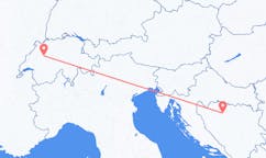 Vluchten van Bern, Zwitserland naar Banja Luka, Bosnië en Herzegovina