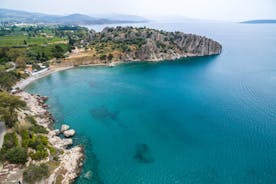 Photo of a small island with a fortress at the coast of Nafplio ,Greece.