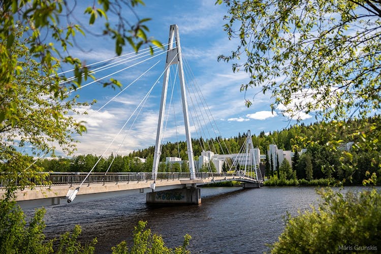 View of bridge and one of the cumpses of university jyvaskyla.