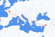 Flyg från Aleppo, Syrien till Poitiers, Frankrike