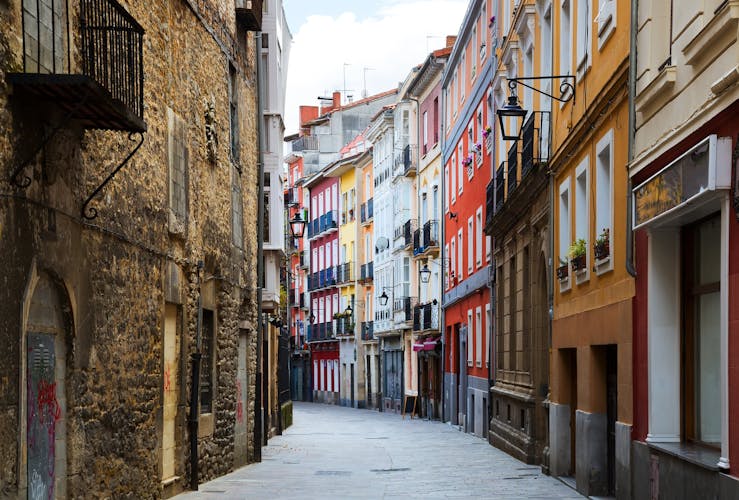 Photo of typical dwelling street in historic part of Vitoria-Gasteiz. Spain