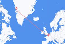 Flug frá Qaarsut, Grænlandi til Parísar, Frakklandi