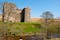 Photo of part of Hermitage Castle in the south of Scotland .