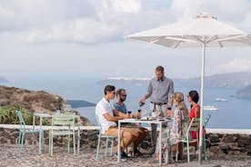 Excursão de rotas vinícolas de Santorini com degustação de vinho pela manhã e ao pôr do sol