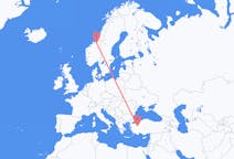 Flyg från Trondheim, Norge till Kutahya, Turkiet