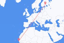 Vluchten van Dakar, Senegal naar Savonlinna, Finland