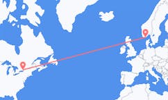 Vluchten van Kingston, Canada naar Kristiansand, Noorwegen