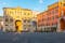 photo of Piazza dei Signori in Verona old town with Dante statue. Tourist destination in Veneto region of Italy