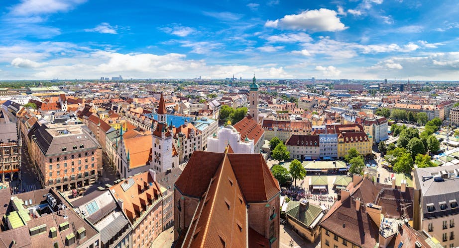 Photo of panoramic aerial view of Munich, Germany in a beautiful summer day.