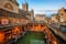 Historical roman bathes in Bath city, England.