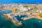 Photo of panoramic aerial view of Kalamis beach and bay in the city of Protaras, Cyprus.