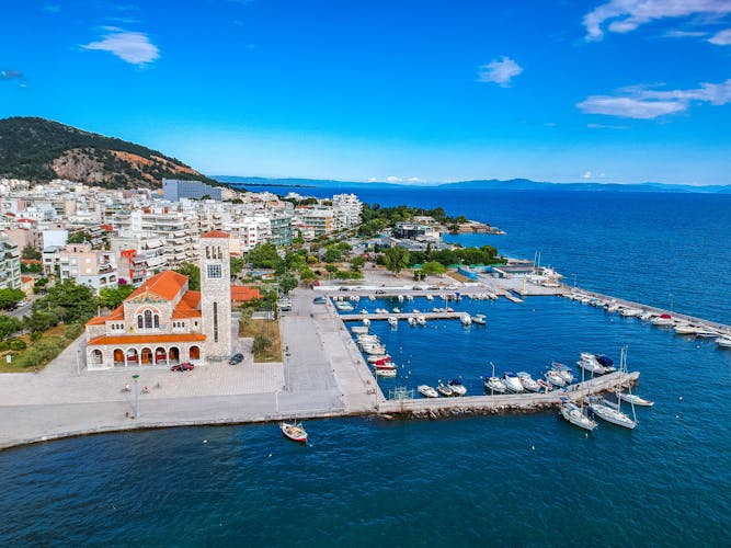 Photo of aerial panoramic view of Volos city, Greece.