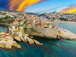 Photo of aerial view of Ulcinj, famous resort town in Montenegro.