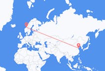 Lennot Qingdaosta, Kiina Ørlandiin, Norja